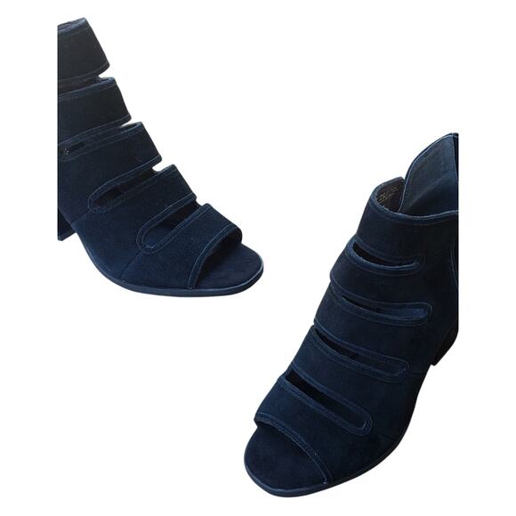 Seychelles Womens Black Suede Strappy Leather Peep Toe Ankle Booties 7M - Picture 3 of 8